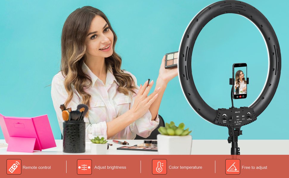 Hagibis 21 inch Ring Light with Stand Outer 55W 5600k Dimmable LED Light, Tripod Stand,and Phone Holder,Remote Controller,Carrying Bag ,CRI 97+ 2540lux, for Streaming Home Office Zoom Call Lighting 8 Hagibis 21 inch Ring Light with Stand Outer 55W 5600k Dimmable LED Light, Tripod Stand,and Phone Holder,Remote Controller,Carrying Bag ,CRI 97+ 2540lux, for Streaming Home Office Zoom Call Lighting-