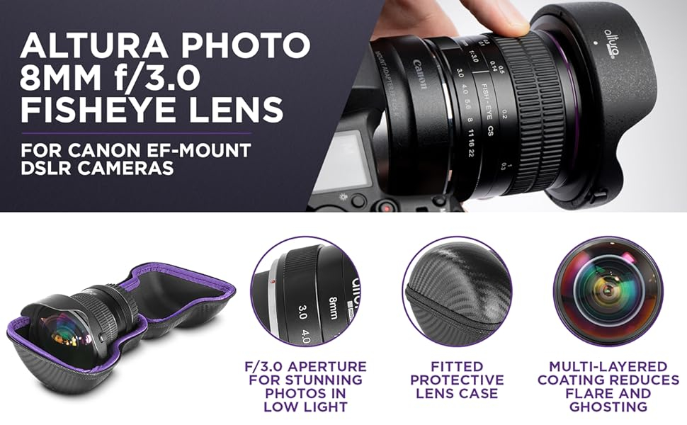 Altura Photo 8mm f/3.0 Professional Wide Angle Lens Aspherical Fisheye for Canon EOS 90D 80D 77D Rebel T8i T7 T7i T6i T6s T6 T100 SL2 SL3 DSLR Cameras with EF Mount 8 Altura Photo 8mm f/3.0 Professional Wide Angle Lens Aspherical Fisheye for Canon EOS 90D 80D 77D Rebel T8i T7 T7i T6i T6s T6 T100 SL2 SL3 DSLR Cameras with EF Mount-