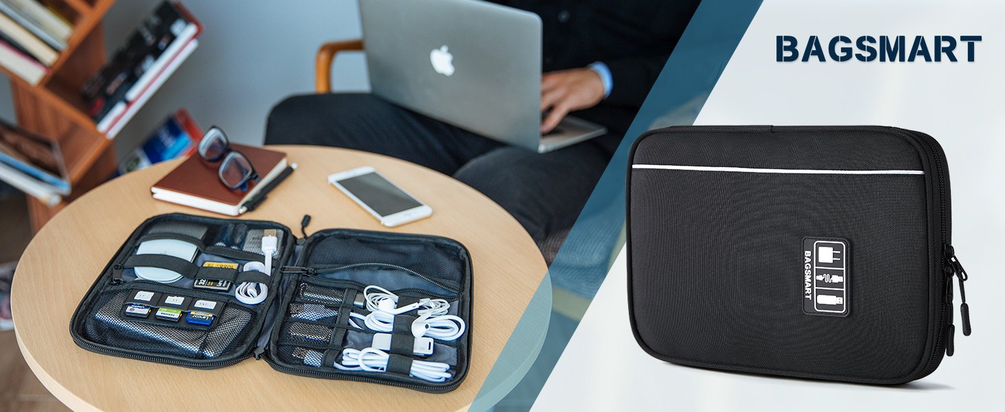 BAGSMART Electronics Travel Organizer Case, Tech Accessories Cord Storage Bag for Phone, Power Bank, SD Card, Cables, Black 9 BAGSMART Electronics Travel Organizer Case, Tech Accessories Cord Storage Bag for Phone, Power Bank, SD Card, Cables, Black-