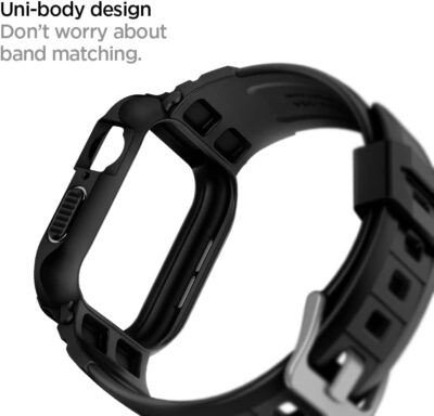 Spigen Rugged Armor Pro Designed for Apple Watch Case with Band Series 9/8/SE2/7/6/SE/5/4 45mm/44mm Protective TPU Cover with Strap - 이미지 9