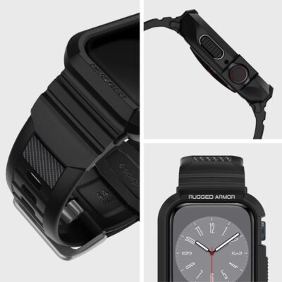Spigen Rugged Armor Pro Designed for Apple Watch Case with Band Series 9/8/SE2/7/6/SE/5/4 45mm/44mm Protective TPU Cover with Strap - 이미지 4