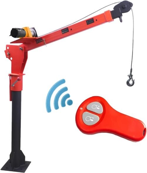 Pismire Winch 1100lb Folding Truck-Mounted Crane Electric Winch 3500 lb 12V, Painted Steel Pickup Truck Jib Cranes 360 Swivel,Infrared Remote Control and Wired Remote Control