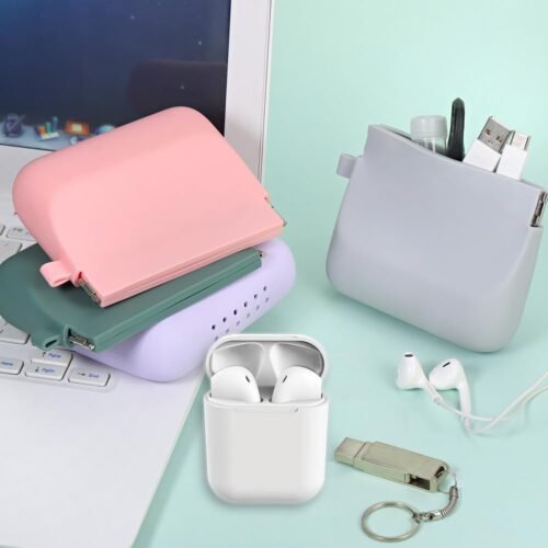 Silicone Headphone Organizer Wired Earbud Case Pouch, Portable Data Cable Organizer Case, Silicone Coin Purse Pouch Change Holder for Women and Men (Small, Purple) - 이미지 6