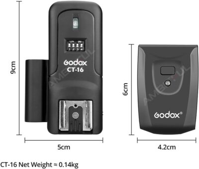 Godox CT-16 Wireless Radio Flash Trigger (1x Transmitter + 2X Receiver) Kit,Compatible for Canon Nikon Sony Pentax DSLR Camera - 이미지 2