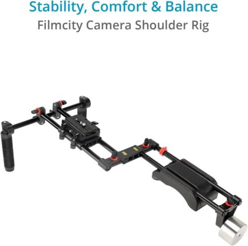 Shoulder Rig Kit w Matte Box & Follow Focus for DSLR Cameras. Ergonomic & Stable, 6” to 9” Convertible Size. Adjustable Handles, ¼” Threads. Comfy Shoulder Pad, Quick Release Plate (FC-03) - 이미지 3