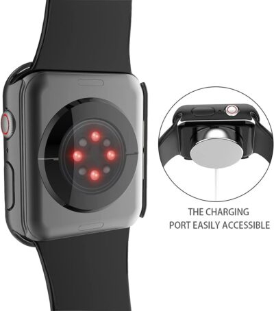 Misxi [2 Pack] Waterproof Black Hard Case with Tempered Glass Compatible with Apple Watch SE 2 (2024) SE Series 6 Series 5 Series 4 44mm, Ultra-Thin Protective Cover for iWatch Screen Protector - 이미지 5