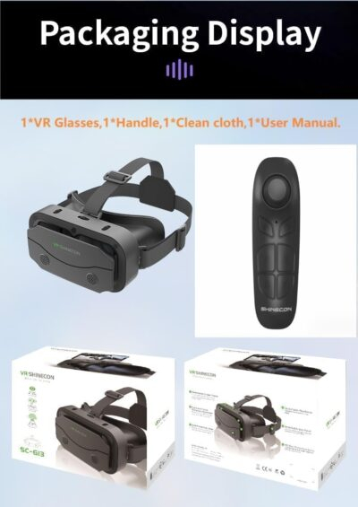 VR Headset for Samsung and Android Phones with Handle - Anti-Blue Eyes Protected HD Lenses, VR Goggles for All Smartphone /5-7.3in(Black) - 이미지 2
