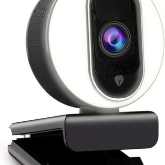 NexiGo N680E 1080P Webcam with Ring Light, Privacy Cover and Dual Microphone, Advanced Auto-Focus, Adjustable Brightness, Streaming Web Camera for Zoom Skype Facetime, PC Mac Laptop Desktop