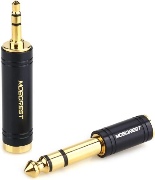 MOBOREST 3.5mm M to 6.35mm F Stereo Pure Copper Adapter, 1/8 Inch Plug Male to 1/4 Inch Jack Female Adapter, Can be Used Conversion Headphone adapte, amp adapte, Black Fashion 2-Pack - 이미지 3