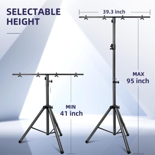DJ Lights Stand, Heavy Duty DJ Stand 1 Pack, Portable Par Can Tripod Stage Light Stand Adjustable Height 41-95 Inch, DJ Lighting T Bar Suitable for Stages, Bar, Banquet, Party - 이미지 4