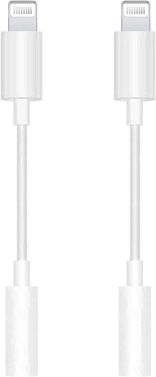 2 Pack Lightning to 3.5 mm Headphone Jack Adapter for iPhone,[Apple MFi Certified] Headphone Jack Adapter Cord Dongle Aux Cable Converter with iPhone 14/13/12/11/X/XR/XS/8/7