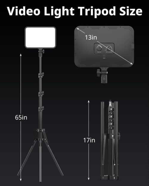 UBeesize 2 Pack LED Video Light Kit, Photography Lighting, 13" Studio Lights with 65" Tripod Stand and Phone Holders, Podcast Lighting for Video Recording, Make up, Live Streaming, Tiktok, YouTube - 이미지 5