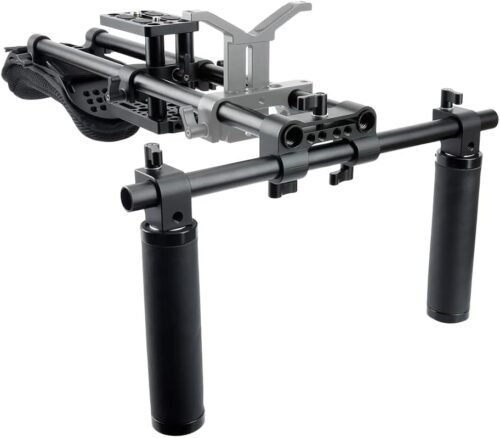 NICEYRIG 15mm Shoulder Pad Rig Support System with Riser Base Plate Mount, 15mm Rod and Rod Rail Handle Kit Universal for DSLR Camera, Mirrorless Camera - 173