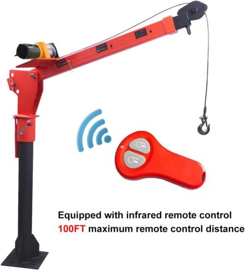 Pismire Winch 1100lb Folding Truck-Mounted Crane Electric Winch 3500 lb 12V, Painted Steel Pickup Truck Jib Cranes 360 Swivel,Infrared Remote Control and Wired Remote Control - 이미지 5