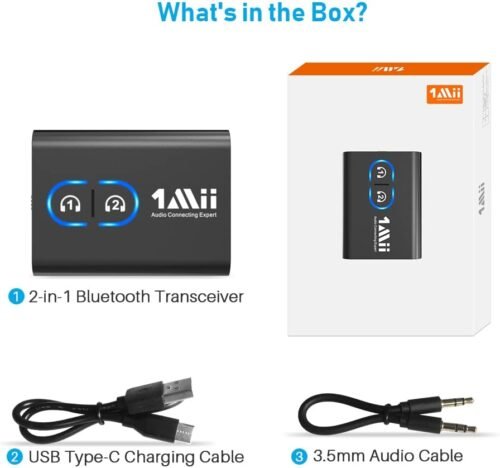 1Mii Bluetooth 5.3 Transmitter Receiver for TV to Wireless Headphones, Dual Link AptX Adaptive/Low Latency/HD Audio, Aux Adapter for Home Stereo, Airplane, Boat, Gym - 이미지 7