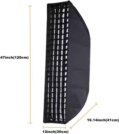 Godox 2PCS FW30x120cm/12 x47 Bowens Mount Strip Honeycomb Grid Softbox,Detachable Strip Soft Box with Bowens Mount Speedring,Curved Grid Softbox for Studio Strobe Flash Portrait Product Photography - 이미지 7