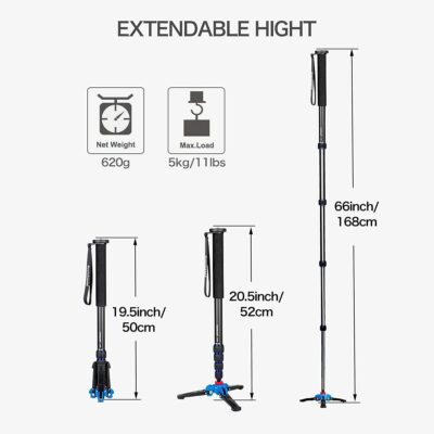 Koolehaoda Professional 65-inch Camera Aluminium Monopod with Folding Three Feet Support Stand K-288+A1 - 이미지 5