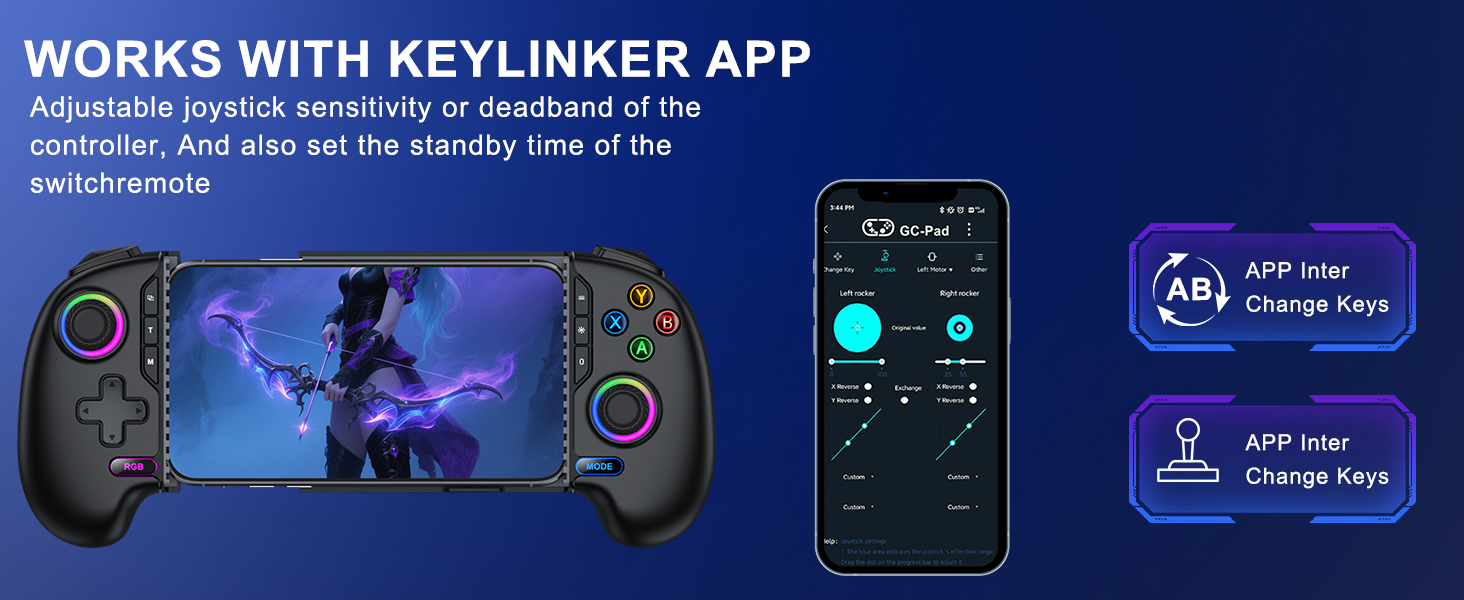 NinjaPlusOX Mobile Game Controller for iPhone/Android with Hall Joystick and LED, Wireless Phone Controller with Phone Case Support, Compatible with Xbox Game Pass, Steam Link, Call of Duty, Roblox 15 NinjaPlusOX Mobile Game Controller for iPhone/Android with Hall Joystick and LED, Wireless Phone Controller with Phone Case Support, Compatible with Xbox Game Pass, Steam Link, Call of Duty, Roblox-