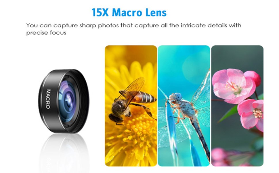 Criacr Phone Camera Lens, 0.45X Super Wide Angle Lens, 15X Macro Lens, Clip-On 2 in 1 Professional for iPhone Lens Kit for TIK Tok, Vlog, Yotube, Compatible with iPhone, Samsung, Google Pixel 11 Criacr Phone Camera Lens, 0.45X Super Wide Angle Lens, 15X Macro Lens, Clip-On 2 in 1 Professional for iPhone Lens Kit for TIK Tok, Vlog, Yotube, Compatible with iPhone, Samsung, Google Pixel-