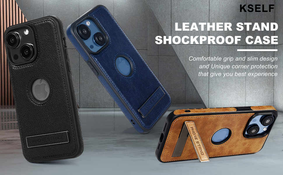 Leather Case for iPhone 13/14, Protective Slim with Kickstand, Built-in Invisible Stand, Compatible with iPhone 13/14 6.1'' (Brown) 9 Leather Case for iPhone 13/14, Protective Slim with Kickstand, Built-in Invisible Stand, Compatible with iPhone 13/14 6.1'' (Brown)-