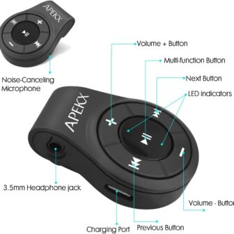 APEKX Clip Bluetooth Audio Adapter for Headphones, Headset, Speaker, Wireless Receiver with MIC for Hands-Released Call and Music - 이미지 4