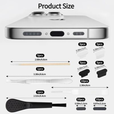 57 Pack USB C Dust Plug, Compatible iPhone 16、14、13、12、11、Series, Applicable to a of USB C Device Models, Dust-Proof Sticker Protective Cover Dust Plug Cleaning Brush Set - 이미지 6