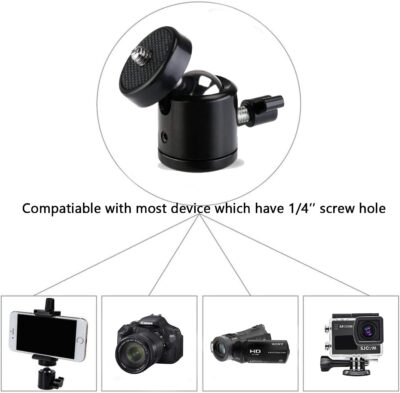 Universal 1/4" Swivel Mini Ball Head Screw Tripod Mount（2 Pack）, EszkozTA360 Degree Rotating Mount Base Adapter for DSLR Cameras HTC Vive Tripods Monopods Camcorder Light Stand… - 이미지 6
