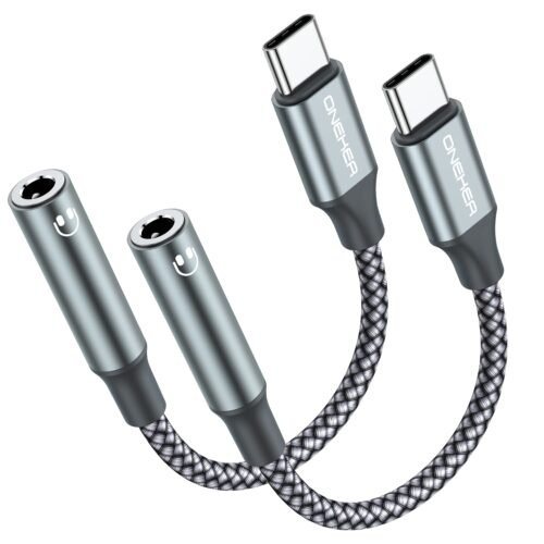 USB Type C to 3.5mm Headphone Jack Adapter, (2-Pack) USB C to Aux Female Audio Dongle Cable Cord Compatible with iPhone 16/15 Pro/15 Plus/15 Pro Max,iPad Pro,MacBook, Samsung Galaxy S24 S23 S22