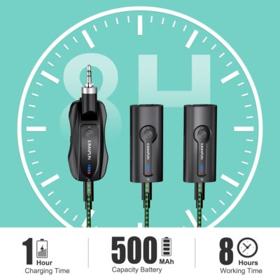 KIMAFUN Dual Wireless Microphone System, Compact Lavalier Laple Mic for Speaker, Camera, Teacher, G70-1(2TX1RX) - 이미지 4