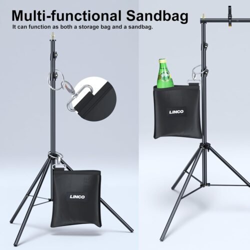 LINCO Backdrop Stand for Parties Kit 10x7 ft Adjustable Back Drop Photography Studio Photo Background Support System with Clamps, Sand Bag, Carrying Bag 4172 - 이미지 3
