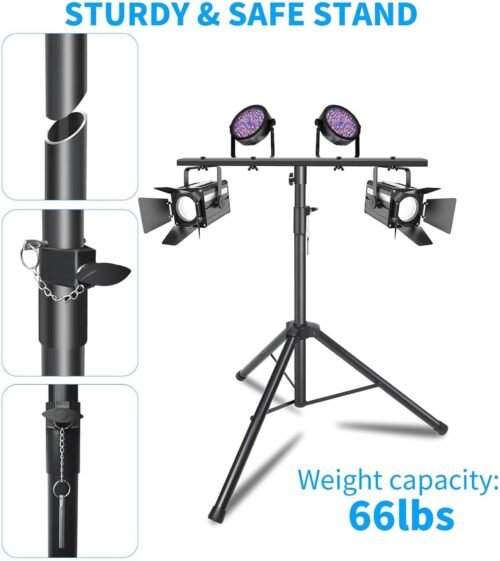DJ Lights Stand, Heavy Duty DJ Stand 1 Pack, Portable Par Can Tripod Stage Light Stand Adjustable Height 41-95 Inch, DJ Lighting T Bar Suitable for Stages, Bar, Banquet, Party - 이미지 3