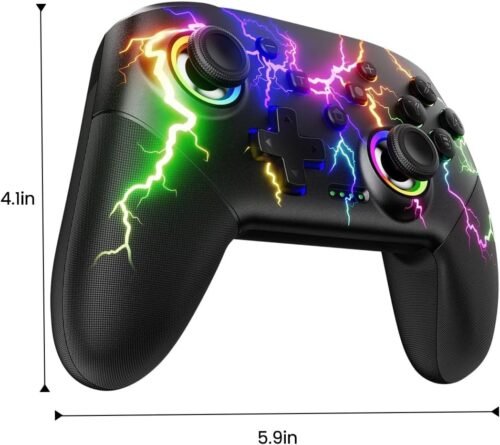 VOYEE Switch Controllers Compatible with Switch/Lite/OLED/PC Windows, 1000mAh Programmable RGB Lightning LED, Wireless Pro Controller with One Key Pairing/Wake Up/Turbo/Vibration - 이미지 8