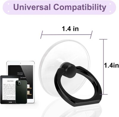 Cell Phone Ring Holder, Transparent Ring Holder 360°Rotation Finger Ring Stand, Clear Cell Phone Kickstand Compatible with Most of Phones, Tablet and Case, (2Silver+1Black+1Rose Gold) - 이미지 7