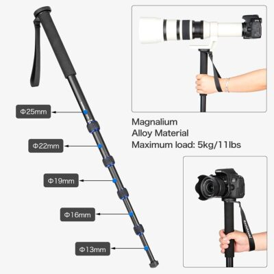 Koolehaoda Professional 65-inch Camera Aluminium Monopod with Folding Three Feet Support Stand K-288+A1 - 이미지 4