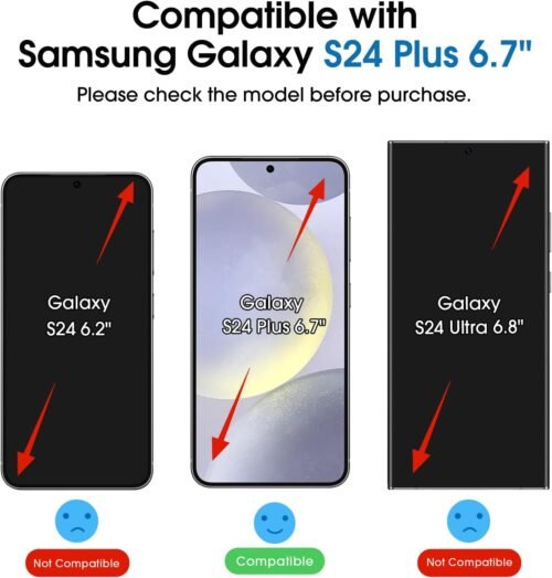 amFilm Auto-Alignment OneTouch for Samsung Galaxy S24+ Plus 6.7" Screen Protector + Camera Lens Protector, Tempered Glass, 30 seconds Installation, Bubble Free, Case Friendly, Anti-Scratch [2+2 Pack] - 이미지 2