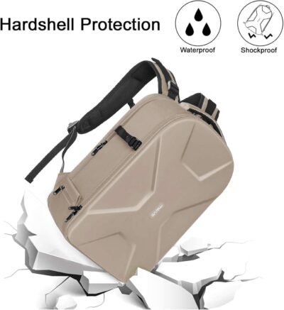 MOSISO Camera Backpack,DSLR/SLR/Mirrorless Photography Camera Bag Full Open Waterproof Hardshell Bag with Insert&Tripod Holder&Laptop Compartment Compatible with Canon/Nikon/Sony, Camel - 이미지 3