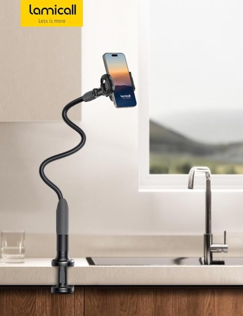 Lamicall Gooseneck Phone Holder for Bed - Cell Phone Mount Clamp Clip, Flexible Long Arm, Overhead Mount for Desk Headboard Bedside, for iPhone 16 Pro Max, 15 Pro Max, 14 Plus, 13 Mini & 4-7" Phone - 이미지 7