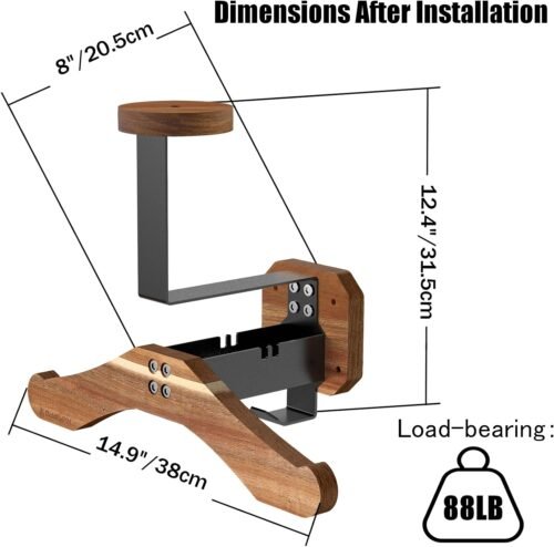 Helmet Holder- BoldByPIN Motorcycle Helmet Rack Wall Mount , Solid Wood & Heavy Duty Steel Helmet Wall Mount for Motorcycle/Football/Cycling Skiing/Tactical Gear Wall Hanger - 이미지 5