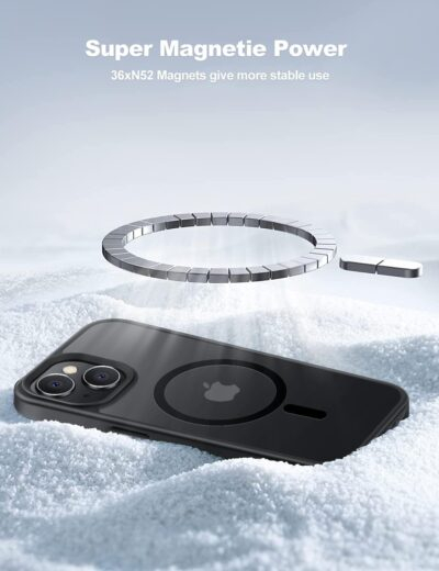 Magnetic for iPhone 15 Case Drop Resistant Matte Skin Feeling Back Cover Shockproof Slim Fit for iPhone 15 Phone Case，Matte Black - 이미지 6