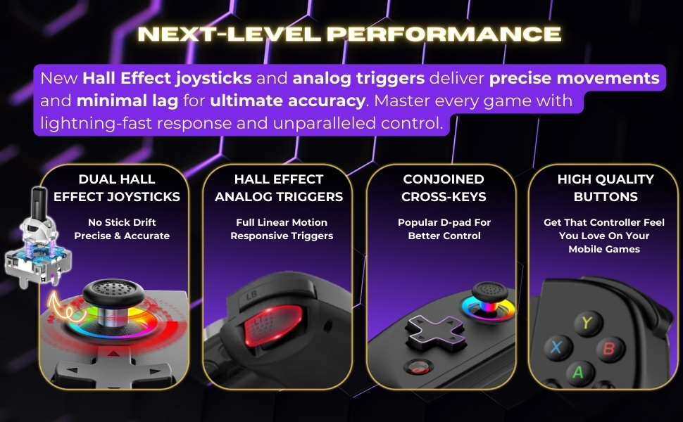MAJESTECH NEW D8 Mobile Gaming Controller for iPhone/Android/iPad/Tablet, Play Xbox Cloud, Playstation Remote Play, Steam/PC, Switch! RGB Hall Joystick/Trigger Wireless Bluetooth Phone Game Controller 8 MAJESTECH NEW D8 Mobile Gaming Controller for iPhone/Android/iPad/Tablet, Play Xbox Cloud, Playstation Remote Play, Steam/PC, Switch! RGB Hall Joystick/Trigger Wireless Bluetooth Phone Game Controller-