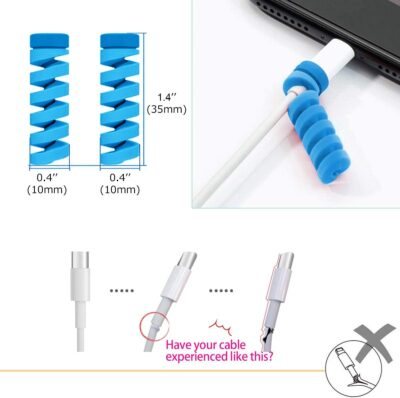 USB C Anti Dust Plugs Type C Charging Port Cover Protector Caps 4 PCS with 2 Spiral Cord Savers Compatible with iPhone 16/15 Plus Pro Max Samsung Galaxy S25/S24/S23/S22 Ultra Pixel 9 (Silver) - 이미지 7