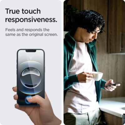 Spigen Tempered Glass Screen Protector [GlasTR EZ FIT] designed for iPhone 16e / iPhone 14 / iPhone 13 Pro/iPhone 13 [Sensor Protection - 2 Pack] - 이미지 4