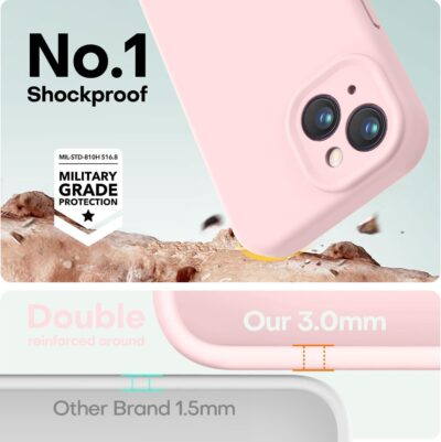 LOVE 3000 Designed for iPhone 14 Case, Premium Silicone with [Soft Anti-Scratch Microfiber Lining] Shockproof Protective Phone Case for Men Women Girls 6.1", Chalk Pink - 이미지 4