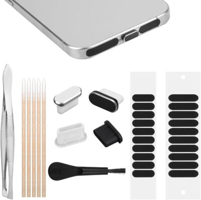 4pcs USB C Dust Plugs and 20pcs Phone Speaker Covers, USB C Port Covers Anti Dust Charging Port Covers Phone Speaker Protector for iPhone 15 16 Series and All Type C Devices