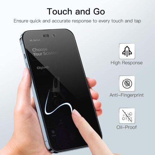 JETech Privacy Full Coverage Screen Protector for iPhone 14 Pro Max 6.7-Inch, Anti-Spy Tempered Glass Film, Edge to Edge Protection Case-Friendly, 2-Pack - 이미지 6