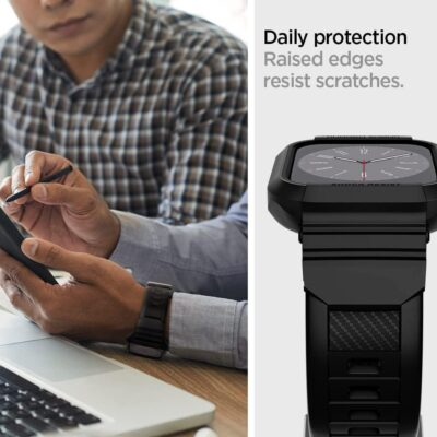 Spigen Rugged Armor Pro Designed for Apple Watch Case with Band Series 9/8/SE2/7/6/SE/5/4 45mm/44mm Protective TPU Cover with Strap - 이미지 6