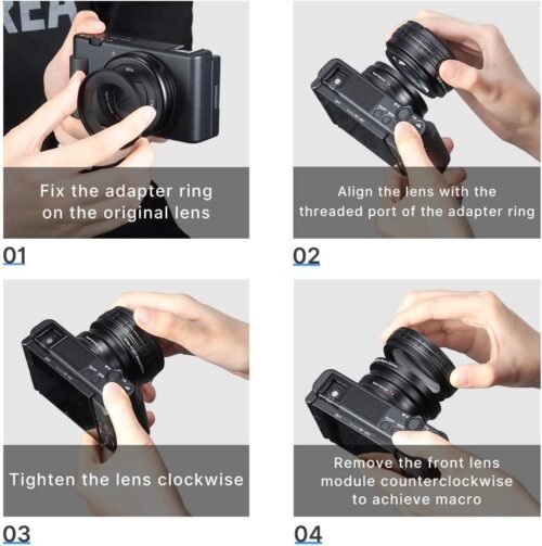 ULANZI Creative ZV-1 Wide Angle/Macro Additional Lens 52mm Diameter Compatible with Sony ZV-1 Camera ONLY, 2 in 1 Extra Lens Attachment with Strong Adhesive-Back Adapter Ring Mount, WL-1 - 이미지 5