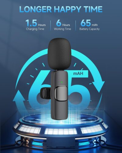 Professional Wireless Lavalier Microphone for iPhone iPad (14 and Below), Cordless Omnidirectional Clip Mic, Plug-Play Microphone for Interview Video Podcast Vlog YouTube - 이미지 6