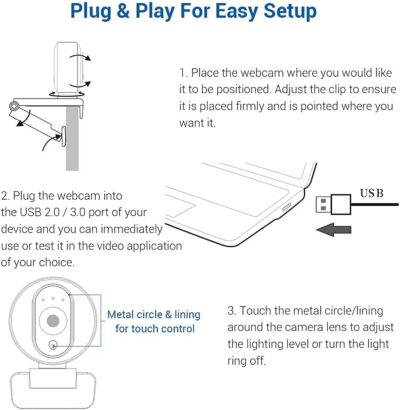 NexiGo N680E 1080P Webcam with Ring Light, Privacy Cover and Dual Microphone, Advanced Auto-Focus, Adjustable Brightness, Streaming Web Camera for Zoom Skype Facetime, PC Mac Laptop Desktop - 이미지 9