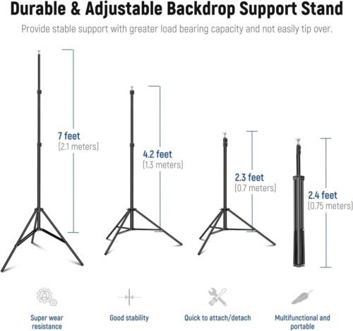 Neewer Photo Studio Backdrop Support System, 10ft/3m Wide 6.6ft/2m High Adjustable Background Stand with 4 Crossbars, 6 Backdrop Clamps, 2 Sandbags, and Carrying Bag for Portrait & Studio Photography - 이미지 5